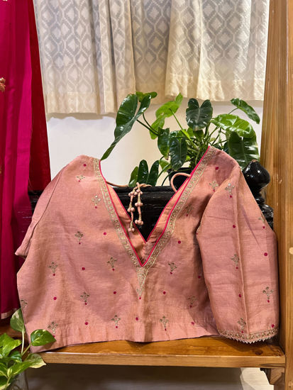 ANTIQUE PEACH CHANDERI BLOUSE