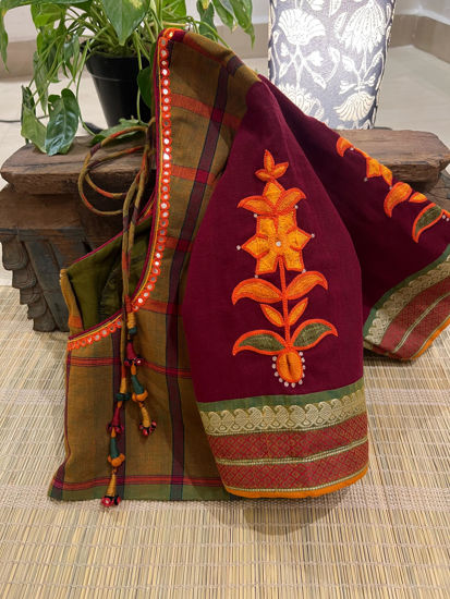 Echoes of Kandangi – Tender Green & Maroon