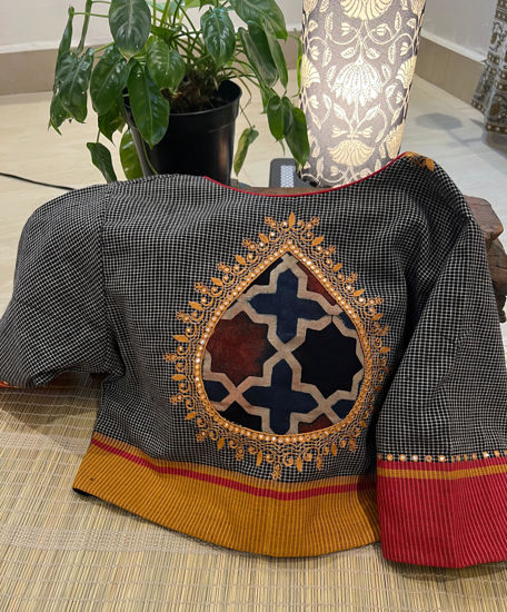 Ajrakh Fusion in Black & Grey Checks