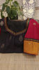 A Blaze of Red & Yellow on Charcoal Muga silk