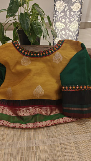 Turmeric, Green & Red on Muga silk