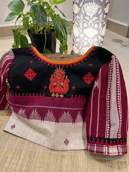 Bhumi in ivory and maroon