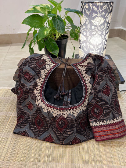 Ajrakh Allure in Blue & Maroon