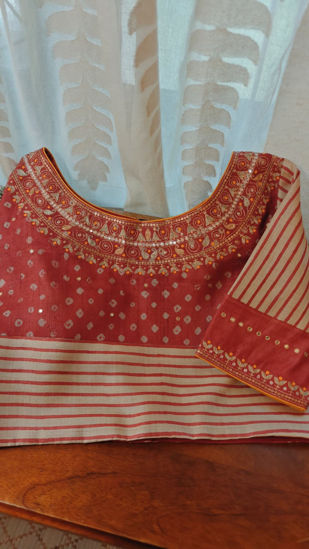 Red Bandhani and stripes