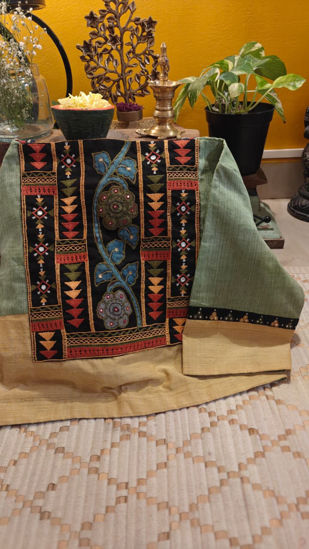 Sage Khadi with a Charcoal Tribal Yoke