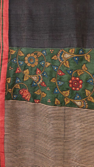 Charcoal Tussar with Ganga Jamuna Hues