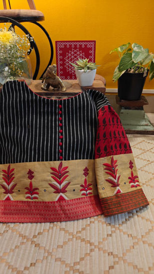 Black & Ivory Kotpad with Tribal Borders