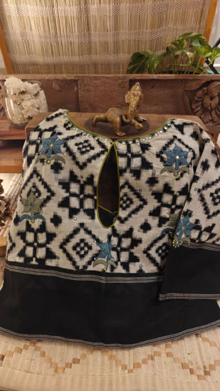 Ivory Telia Rumal with Tribal Embroidery