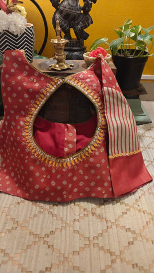 Bandhani Tussar with Vintage Embroidery