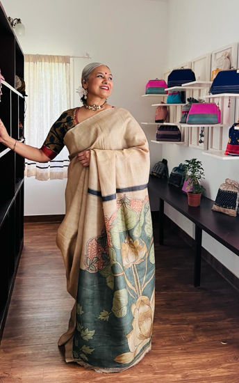 Pichwai in Sage -tussar silk